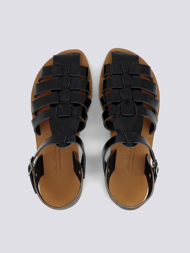 MAX VINCENT - SANDALES FERMEES ACIDULE cuir tannage vegetal noir Femme