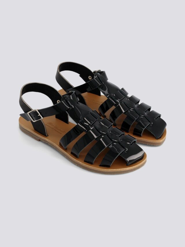 MAX VINCENT - SANDALES FERMEES ACIDULE cuir tannage vegetal noir Femme