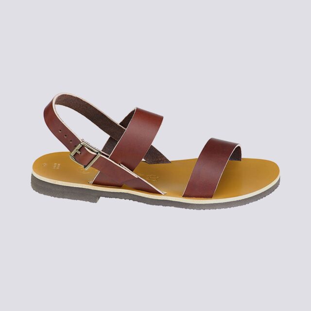 MAX VINCENT - SANDALES DOUBLE BRIDE ALEX cuir tannage vegetal marron Homme