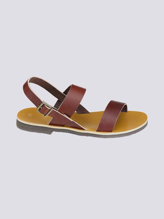 MAX VINCENT - SANDALES DOUBLE BRIDE ALEX cuir tannage vegetal marron Homme