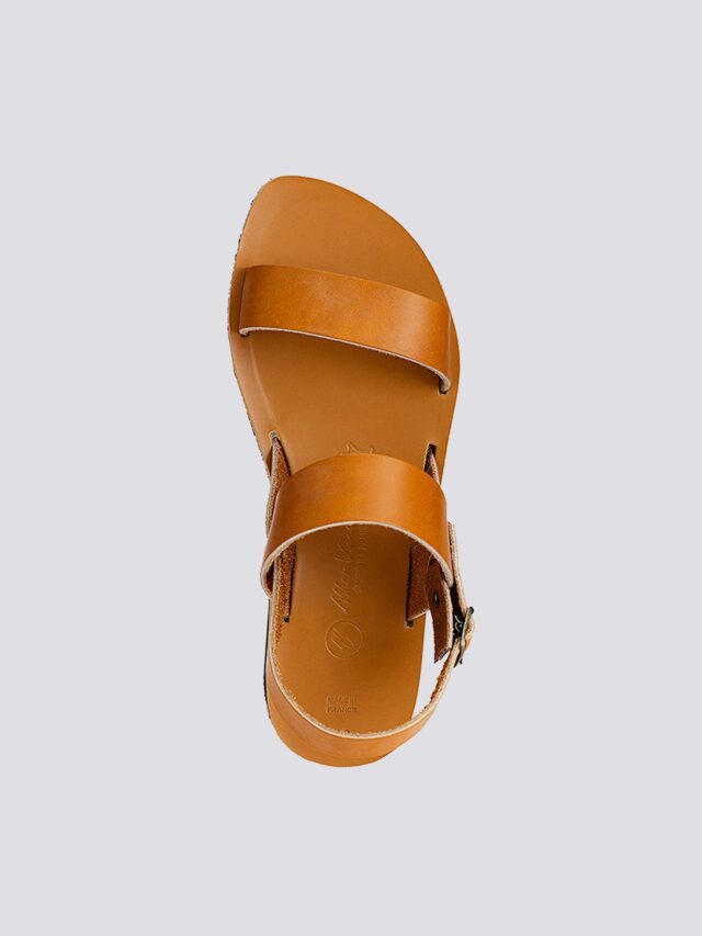 MAX VINCENT - SANDALES DOUBLE BRIDE ALEXIA cuir tannage vegetal naturel Femme