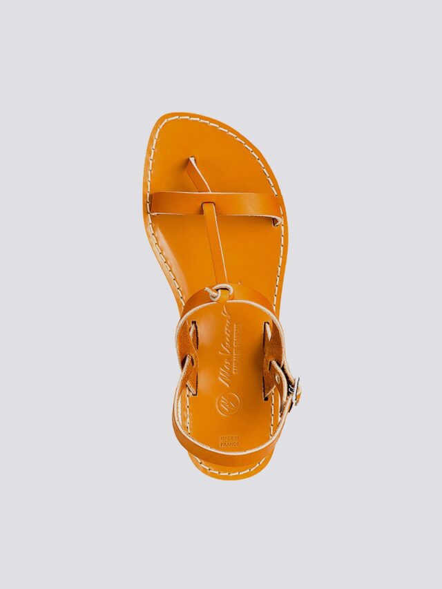 MAX VINCENT - SANDALES DOUBLE BRIDE BANDOL CHIC cuir tannage vegetal naturel Femme