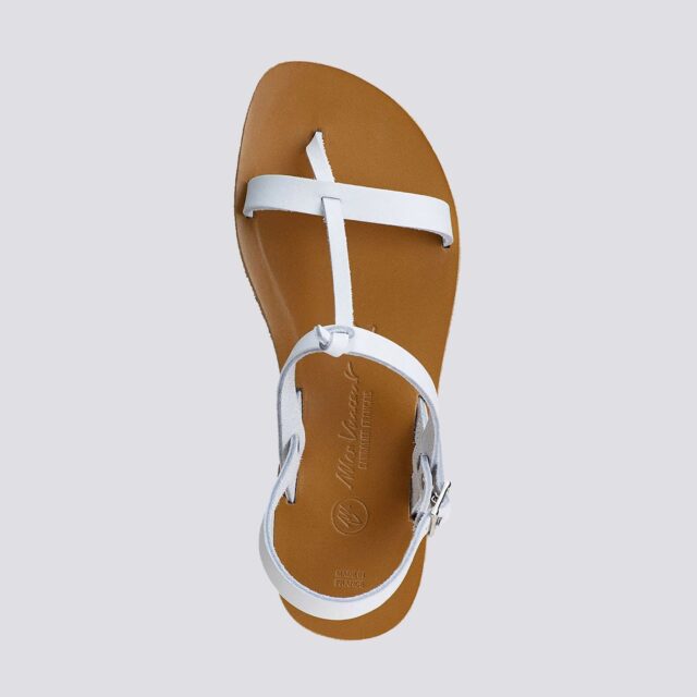 MAX VINCENT - SANDALES DOUBLE BRIDE BANDOL cuir blanc Femme