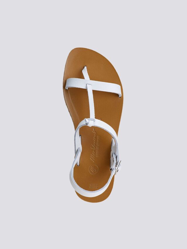 MAX VINCENT - SANDALES DOUBLE BRIDE BANDOL cuir blanc Femme