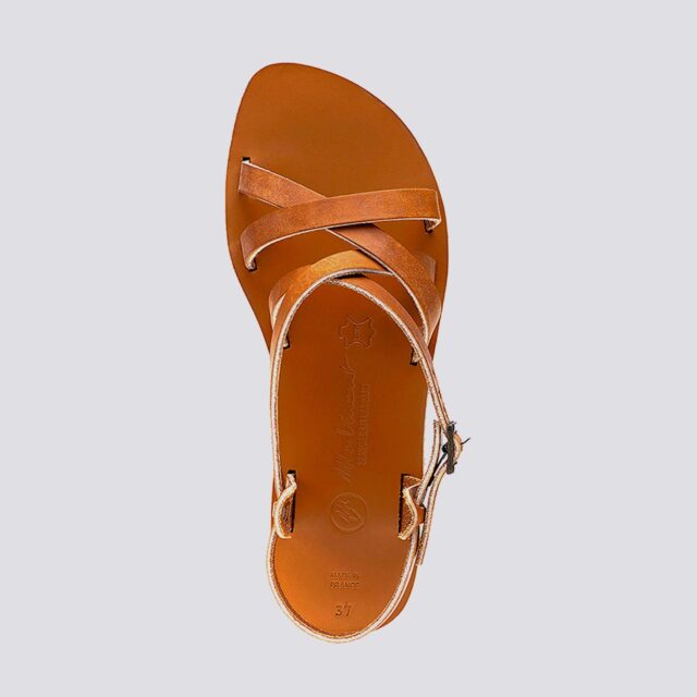 MAX VINCENT - SANDALES BRIDES CROISEES BOMBAY cuir tannage vegetal naturel Femme