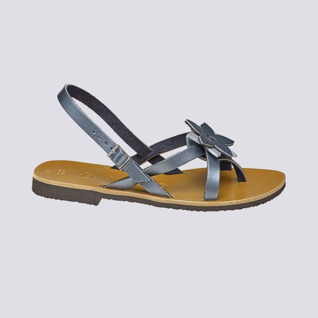 MAX VINCENT - SANDALES BRIDES CROISEES CEYLAN cuir tannage vegetal acier argent Femme