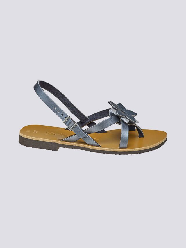 MAX VINCENT - SANDALES BRIDES CROISEES CEYLAN cuir tannage vegetal acier argent Femme