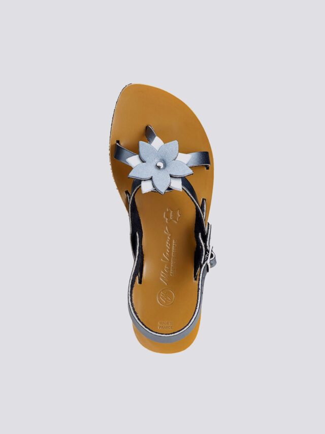 MAX VINCENT - SANDALES BRIDES CROISEES CEYLAN cuir tannage vegetal acier argent Femme