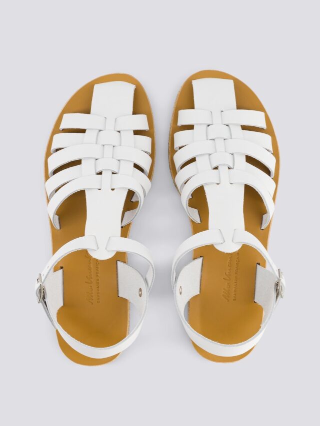 MAX VINCENT - SANDALES FERMEES DIANE cuir blanc Femme