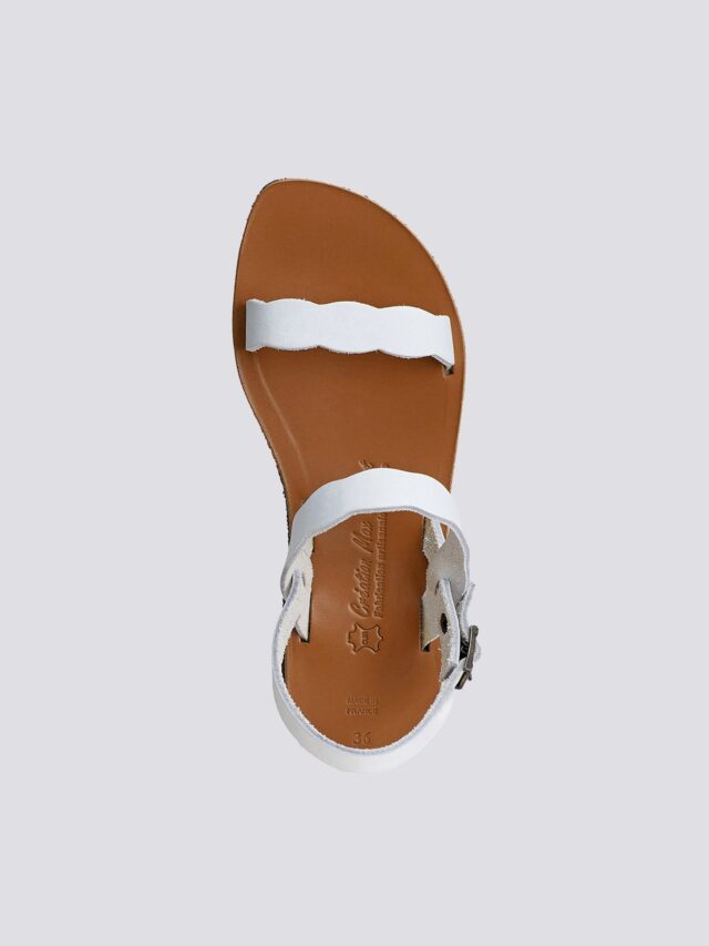 MAX VINCENT - SANDALES DOUBLE BRIDE DIVINE cuir blanc Femme