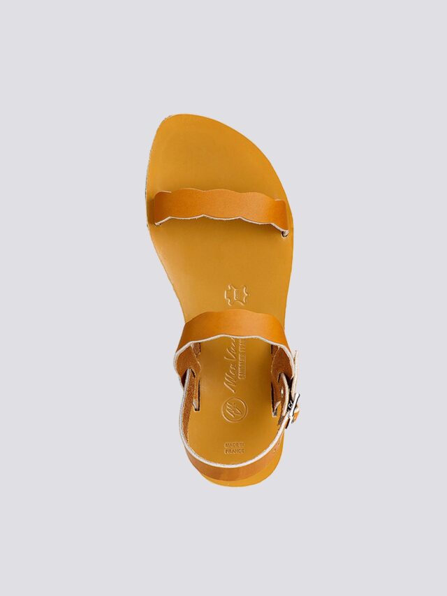 MAX VINCENT - SANDALES DOUBLE BRIDE DIVINE cuir tannage vegetal naturel Femme