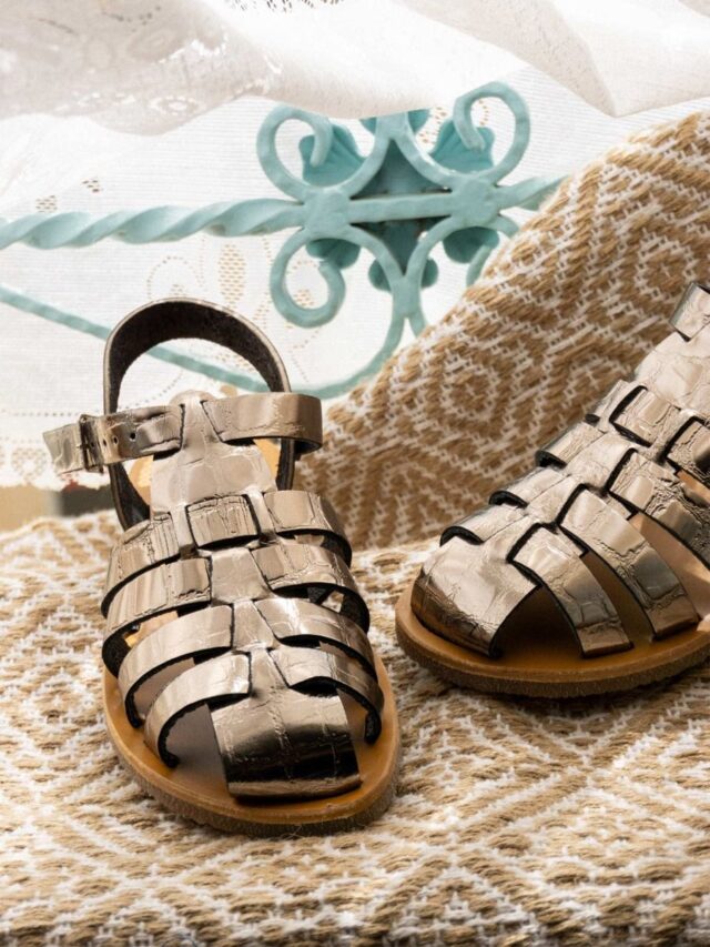 MAX VINCENT - SANDALES FERMEES HELENE CROCO cuir tannage vegetal metal Femme