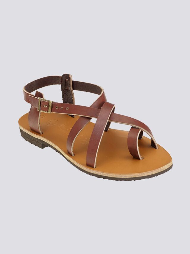 MAX VINCENT - SANDALES BRIDES CROISEES JAVA cuir tannage vegetal marron Femme