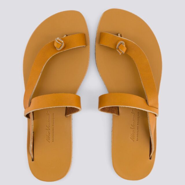 MAX VINCENT - TONGS LAMIA cuir tannage vegetal naturel Femme