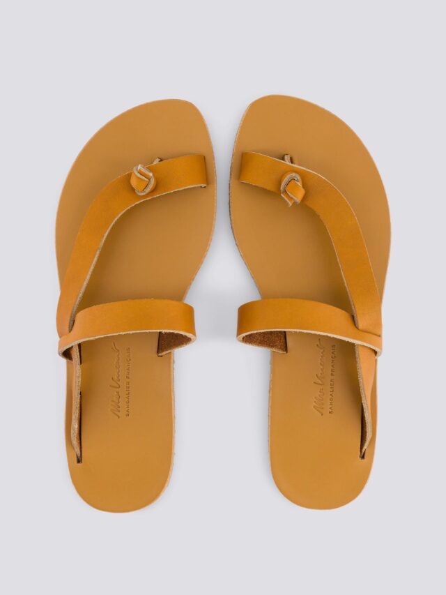 MAX VINCENT - TONGS LAMIA cuir tannage vegetal naturel Femme