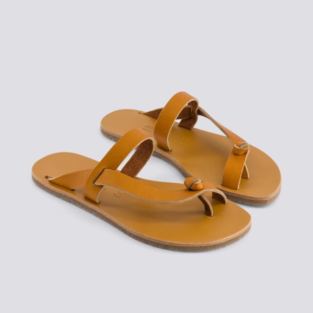 MAX VINCENT - TONGS LAMIA cuir tannage vegetal naturel Femme