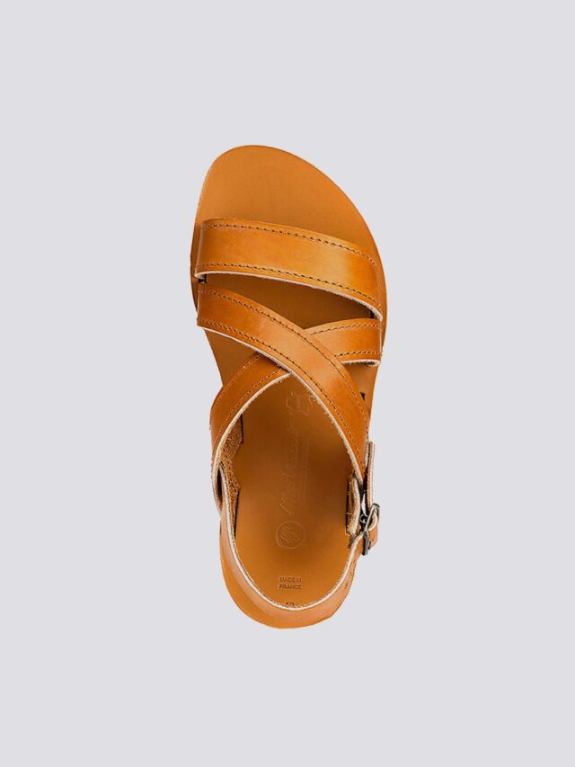 MAX VINCENT - SANDALES BRIDES CROISEES MARC cuir tannage vegetal naturel Homme