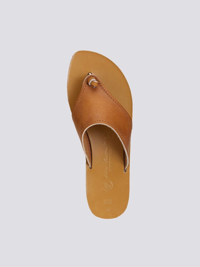 MAX VINCENT - TONGS MAUDE cuir tannage vegetal naturel Femme