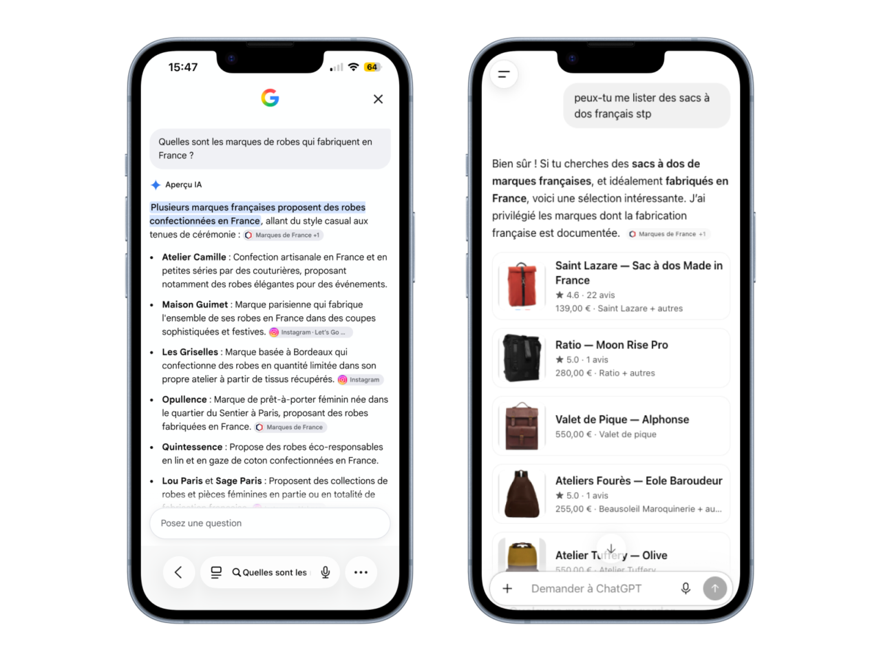 Citations Marques de France dans Google AI Overview et ChatGPT