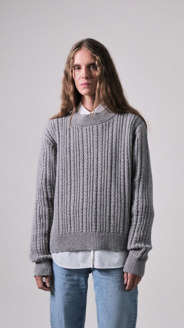 Meline col rond gris chiné