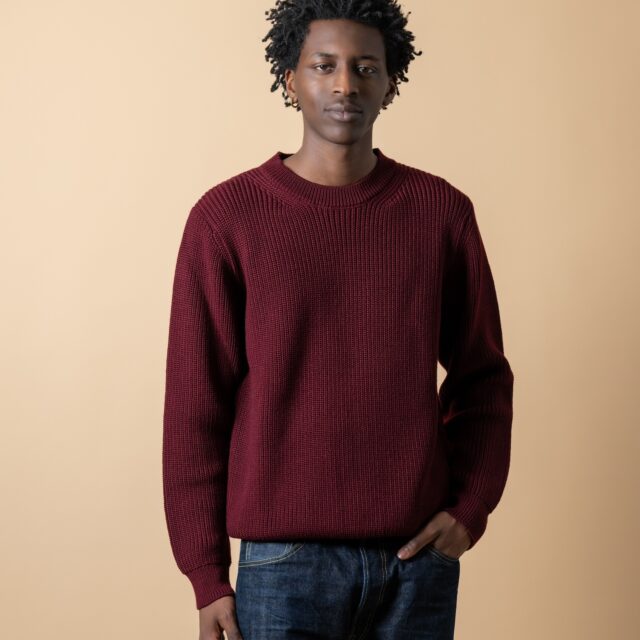 Pull Vasken col rond bordeaux