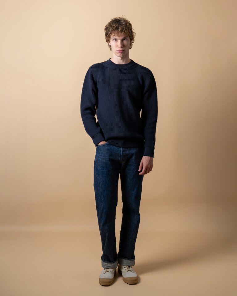 Pull Vasken col rond marine