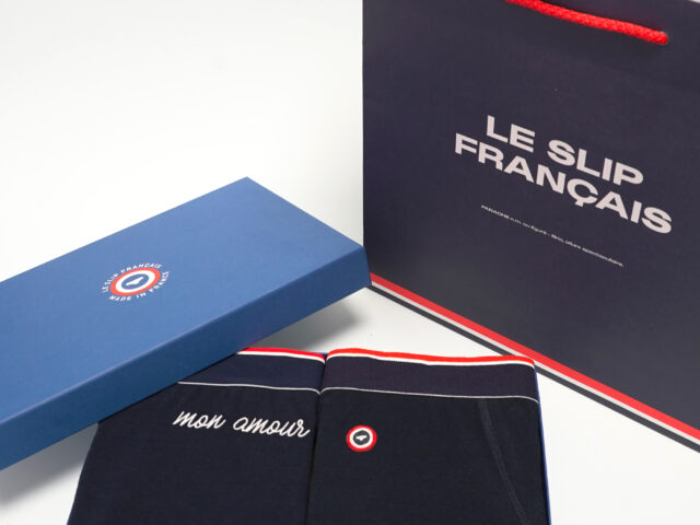Le Slip Français - Coffret Marius Marine et Amour Brodé bleu