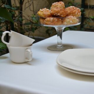 Fleur de soleil - nappe de table enduite blanche