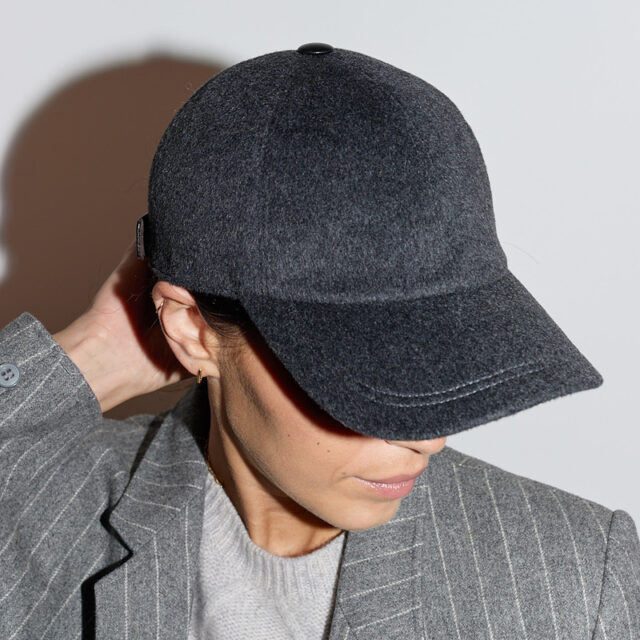 Headoniste - Casquette Kashmere cuir anthracite