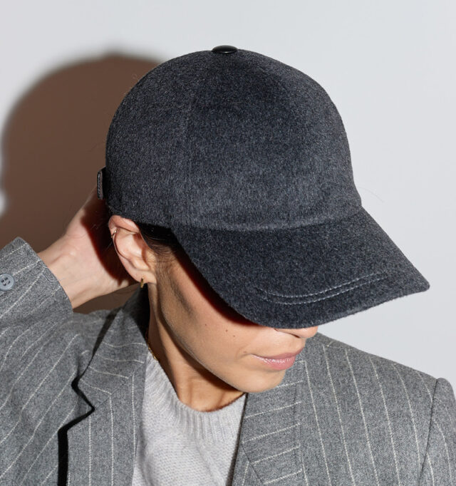 Headoniste - Casquette Kashmere cuir anthracite