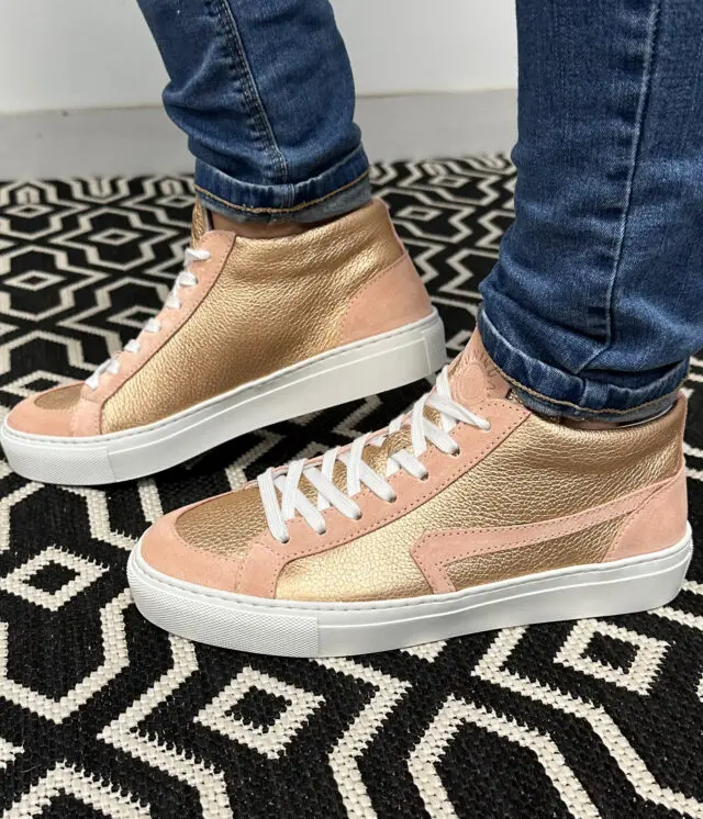 Uniqua Limoges - Basket Bellegarde – Métallisé Or Rose / Velours Rose