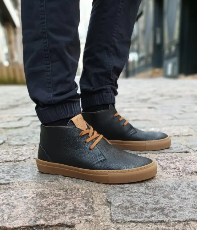 Uniqua Limoges - Basket Bénédictins – Cuir Grainé Noir / Naturel