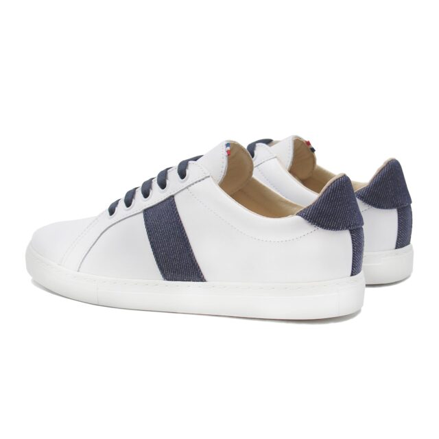 JULES & JENN - Baskets Made in France cuir blanc & denim
