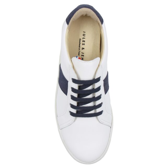 JULES & JENN - Baskets Made in France cuir blanc & denim