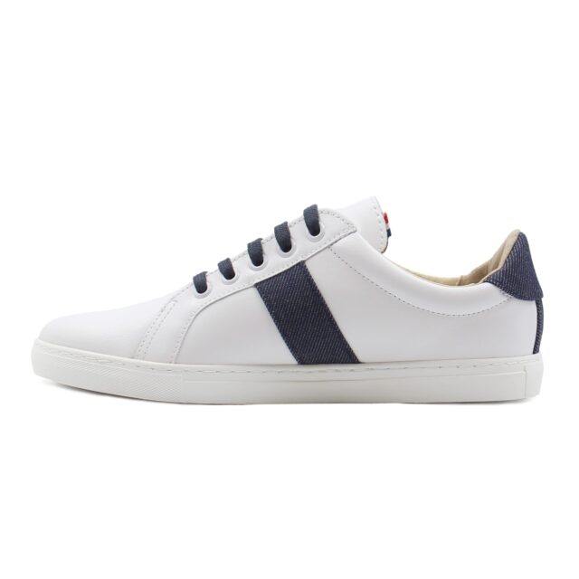 JULES & JENN - Baskets Made in France cuir blanc & denim