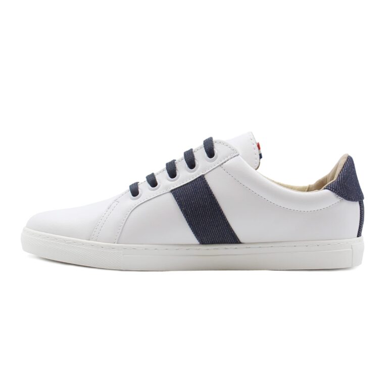 JULES & JENN - Baskets Made in France cuir blanc & denim