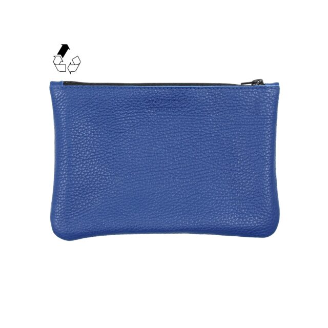JULES & JENN - Pochette en cuir grainé upcyclé bleu