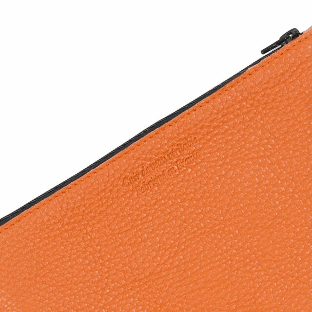 JULES & JENN - Pochette en cuir grainé upcyclé orange