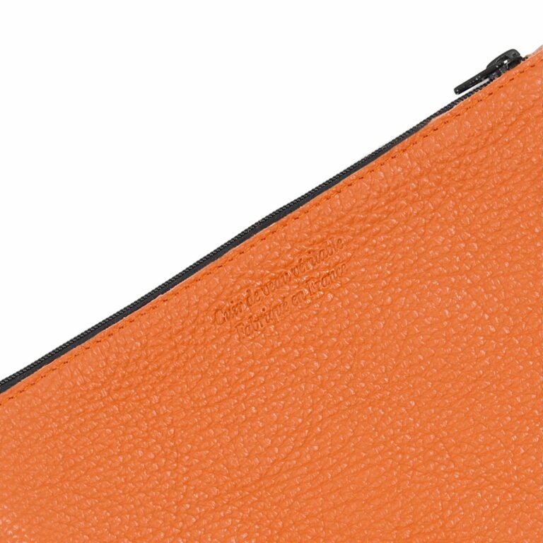 JULES & JENN - Pochette en cuir grainé upcyclé orange