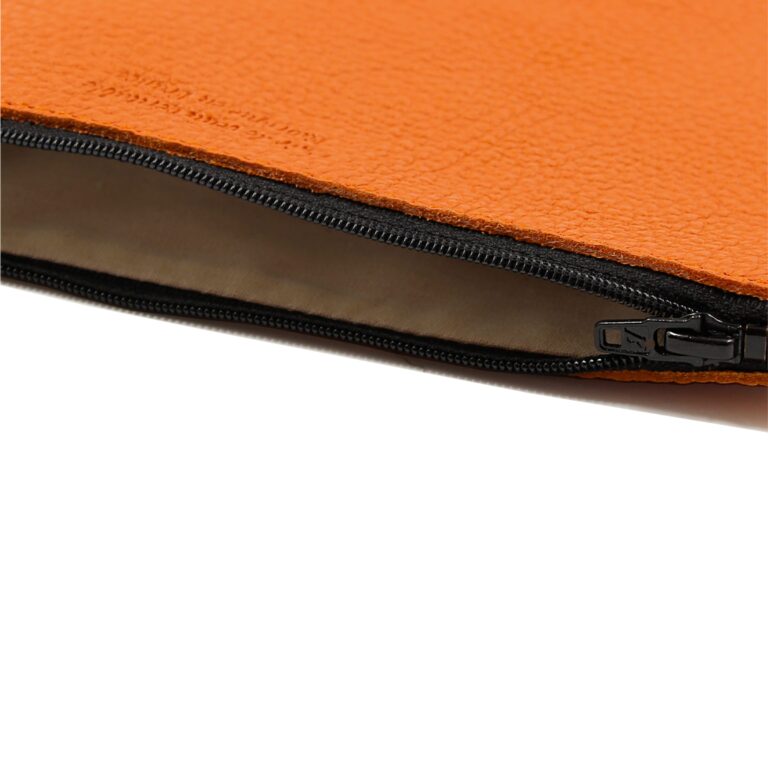 JULES & JENN - Pochette en cuir grainé upcyclé orange