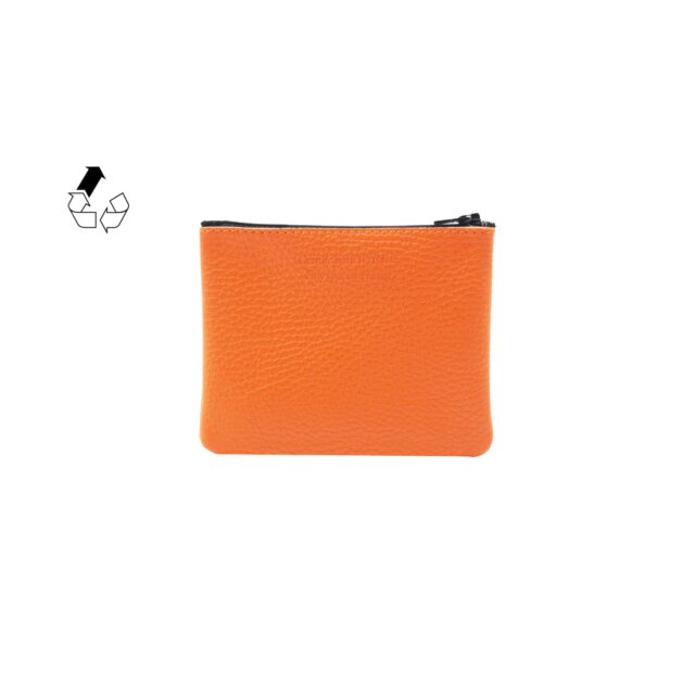 JULES & JENN - Pochette cuir grainé upcyclé orange - petit modèle