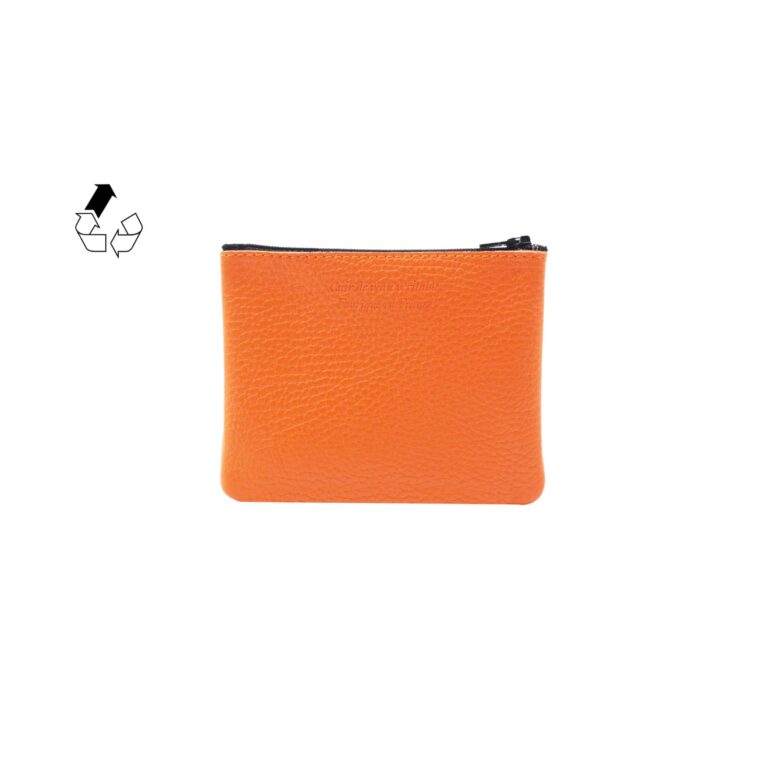 JULES & JENN - Pochette cuir grainé upcyclé orange - petit modèle
