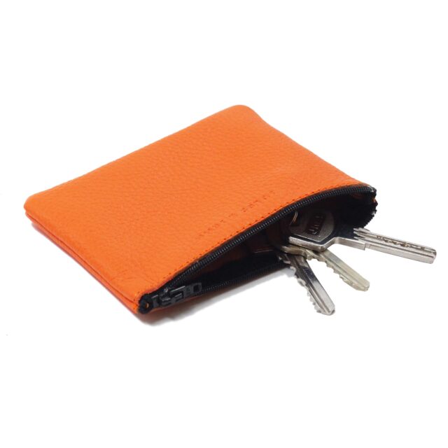JULES & JENN - Pochette cuir grainé upcyclé orange - petit modèle