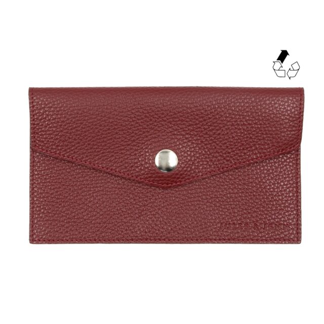 JULES & JENN - Pochette enveloppe cuir upcyclé grainé bordeaux