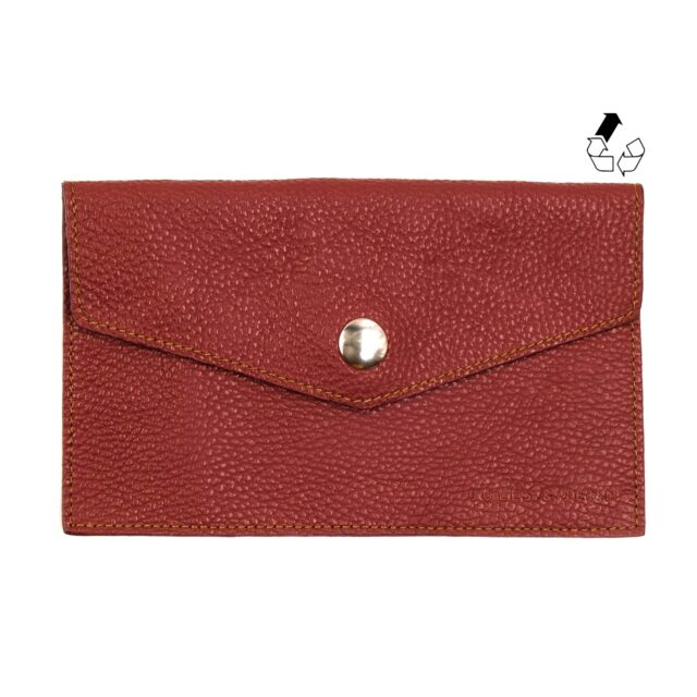 JULES & JENN - Pochette enveloppe cuir upcyclé grainé brique