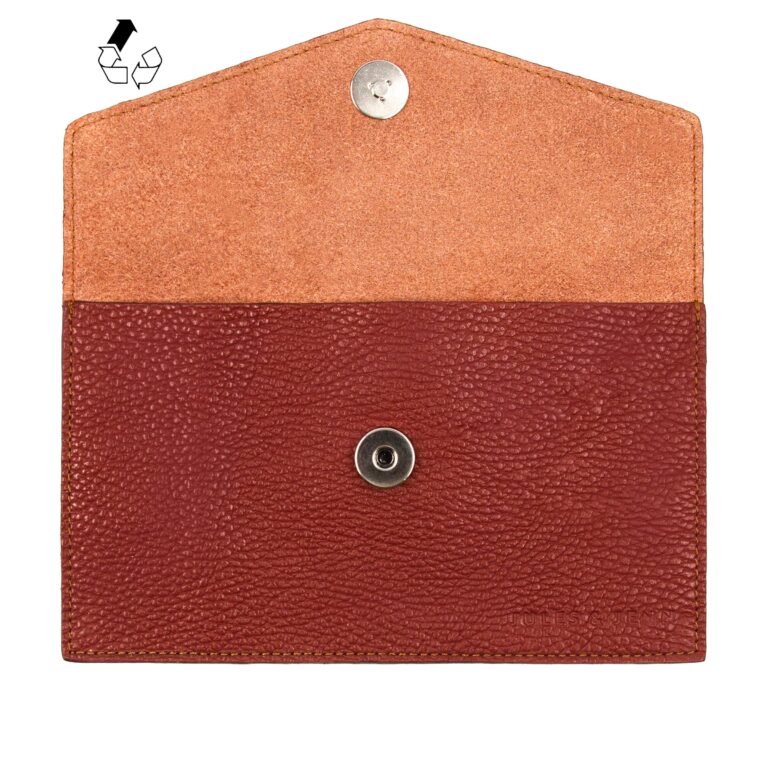 JULES & JENN - Pochette enveloppe cuir upcyclé grainé brique
