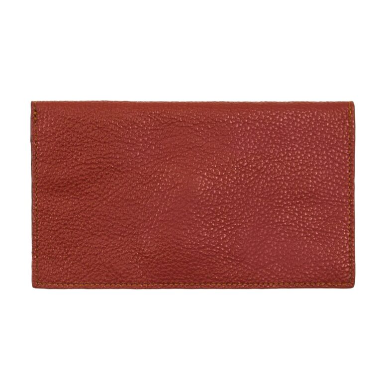 JULES & JENN - Pochette enveloppe cuir upcyclé grainé brique