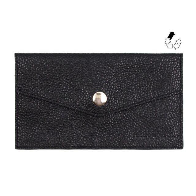 JULES & JENN - Pochette enveloppe cuir upcyclé grainé noir