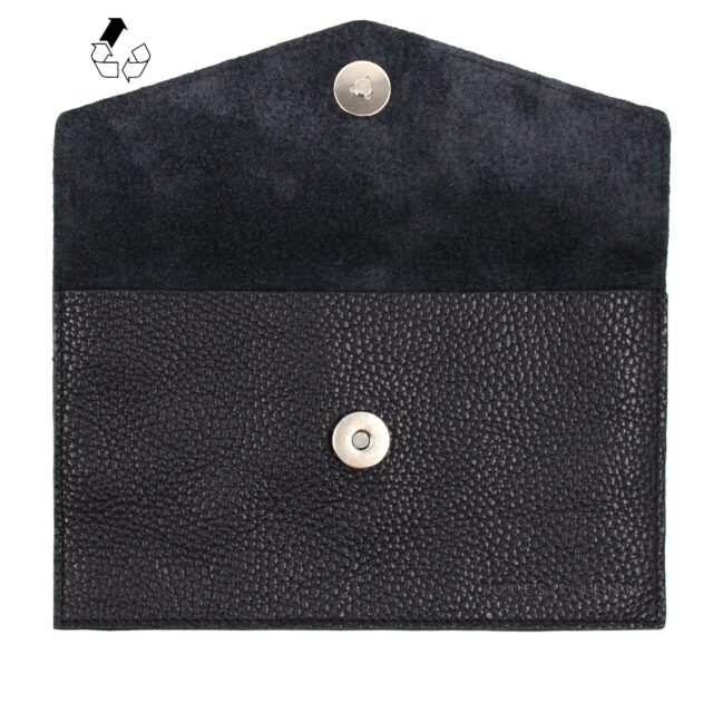 JULES & JENN - Pochette enveloppe cuir upcyclé grainé noir