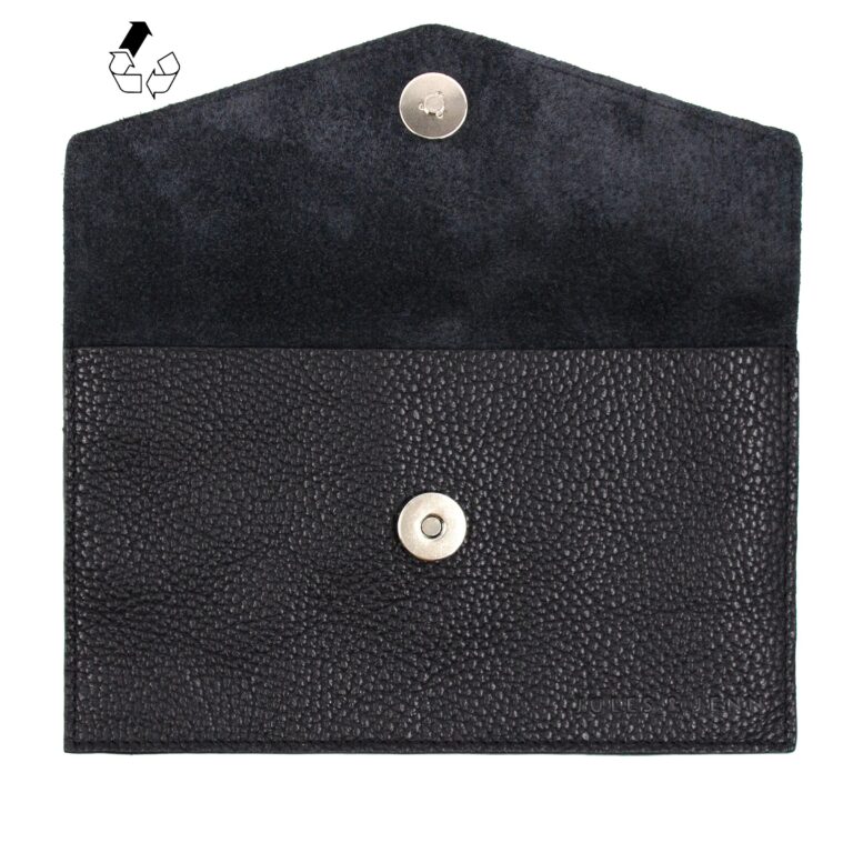 JULES & JENN - Pochette enveloppe cuir upcyclé grainé noir